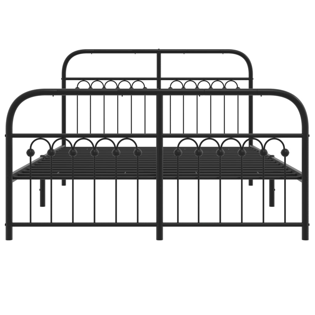 Metal Bed Frame without Mattress with Footboard Black 140x190cm