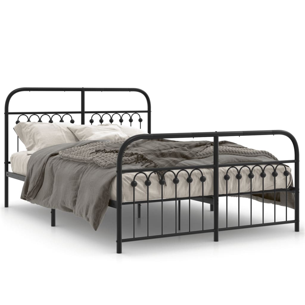 Metal Bed Frame without Mattress with Footboard Black 140x200cm
