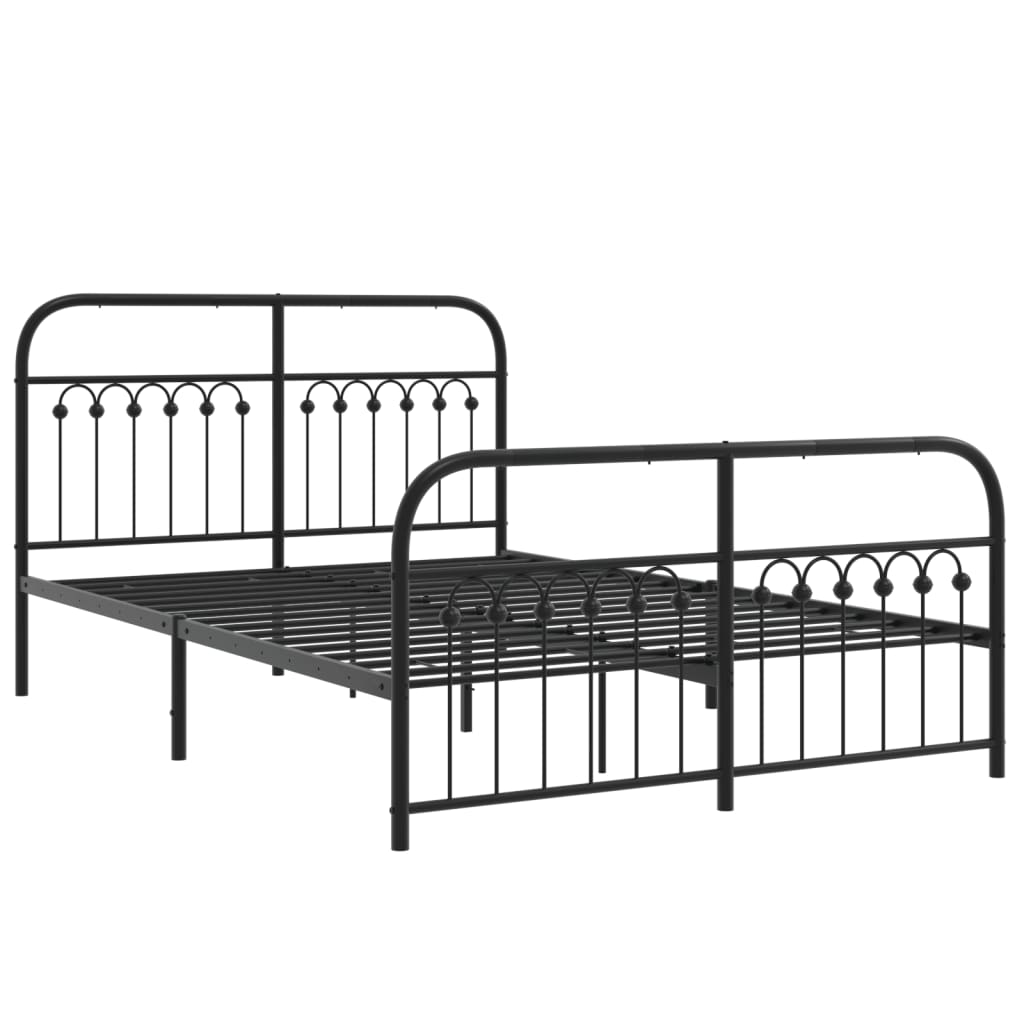 Metal Bed Frame without Mattress with Footboard Black 140x200cm