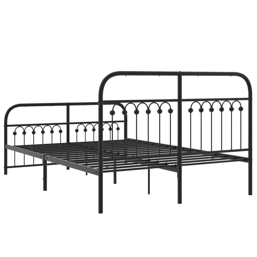Metal Bed Frame without Mattress with Footboard Black 140x200cm