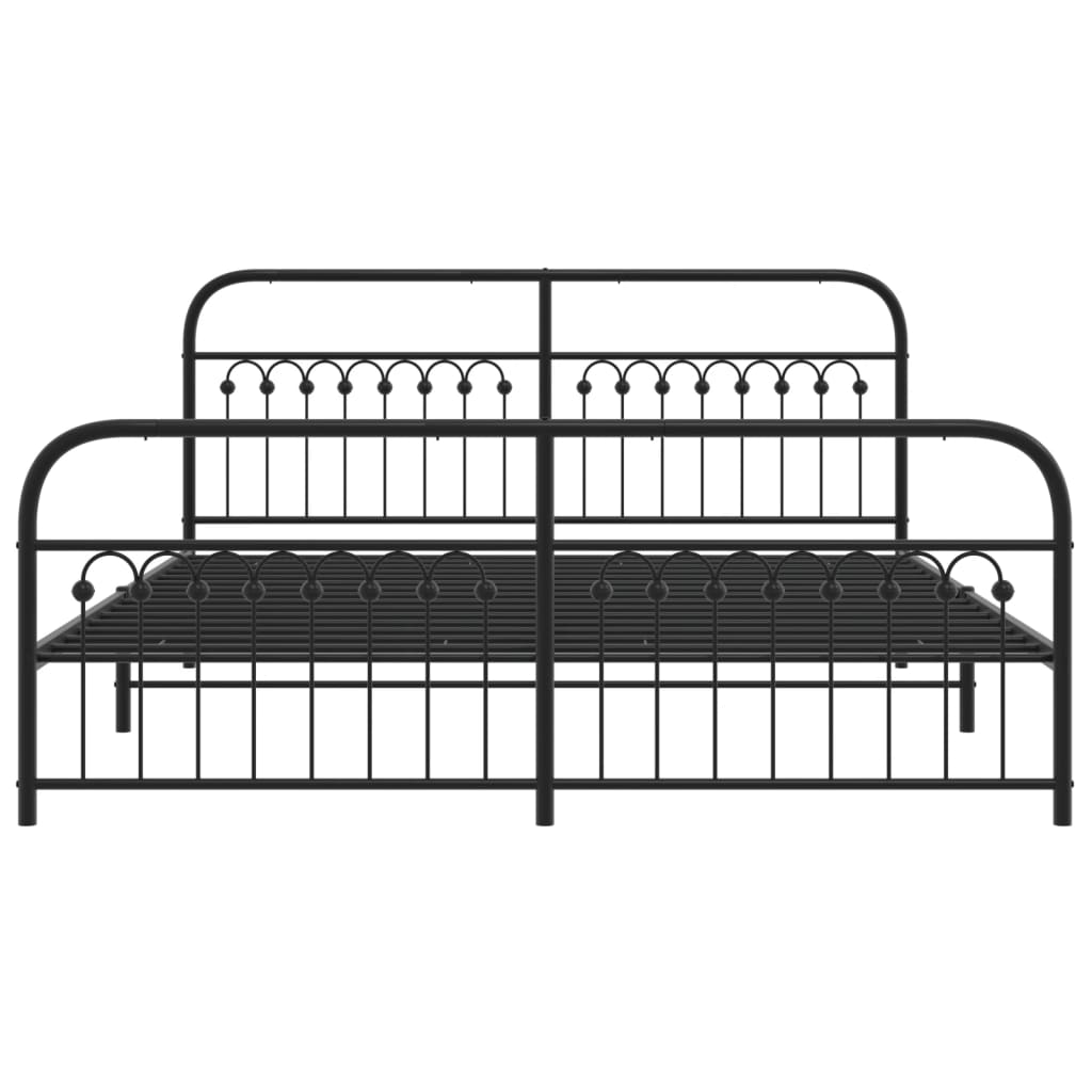 Metal Bed Frame without Mattress with Footboard Black 183x203cm