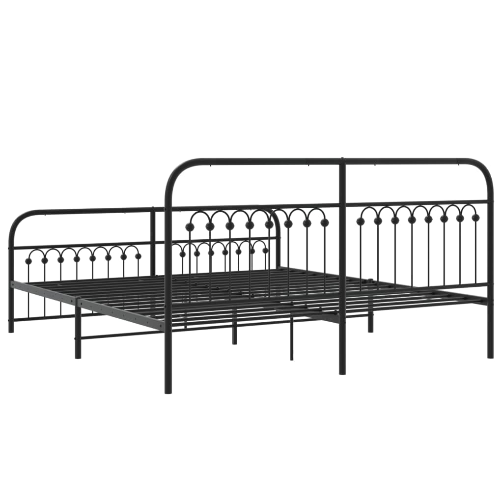 Metal Bed Frame without Mattress with Footboard Black 183x203cm