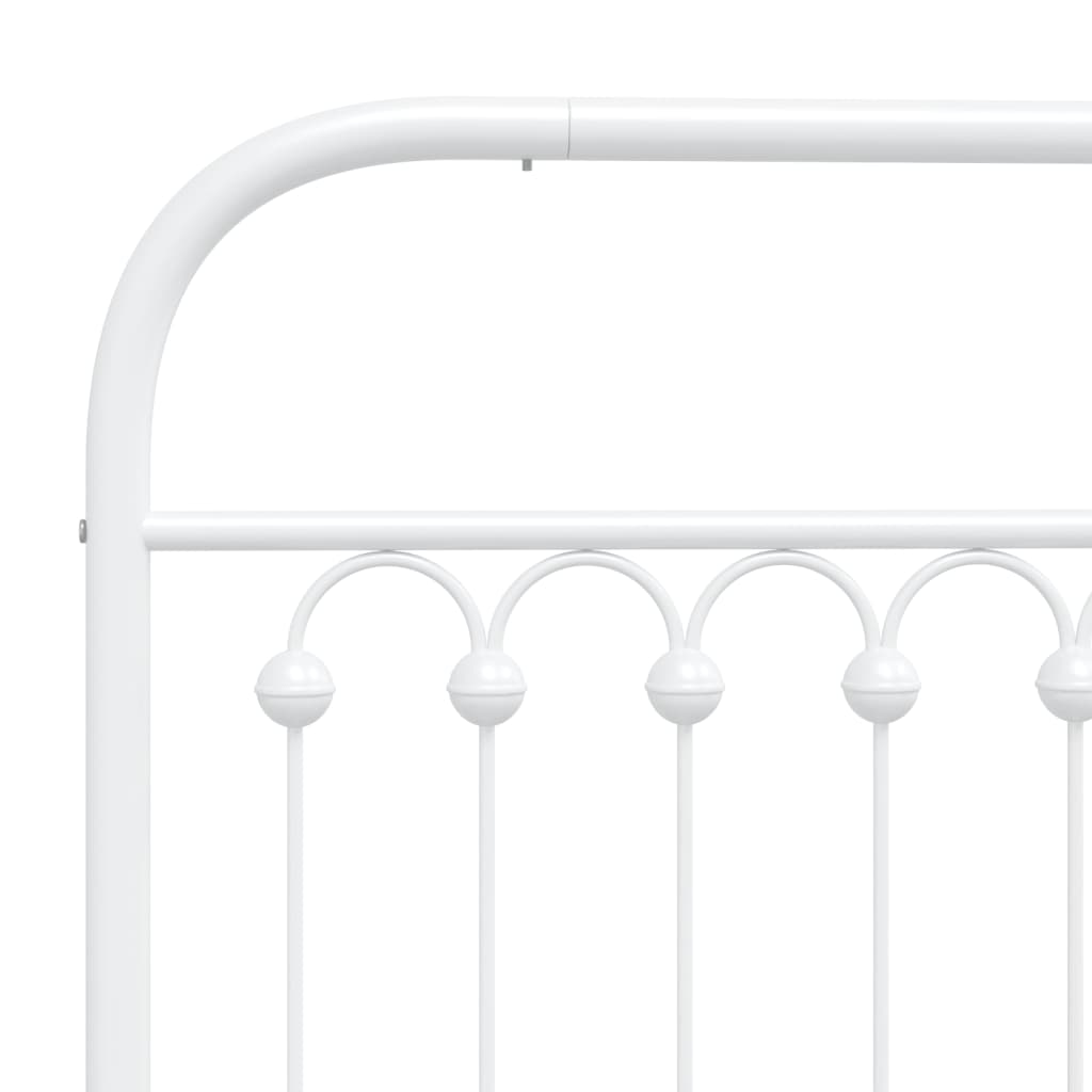 Metal Bed Frame without Mattress with Footboard White 107x203cm