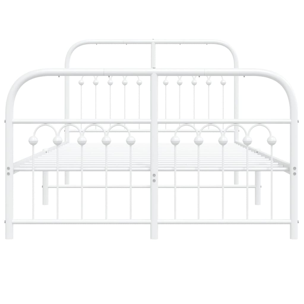 Metal Bed Frame without Mattress with Footboard White 120x190cm