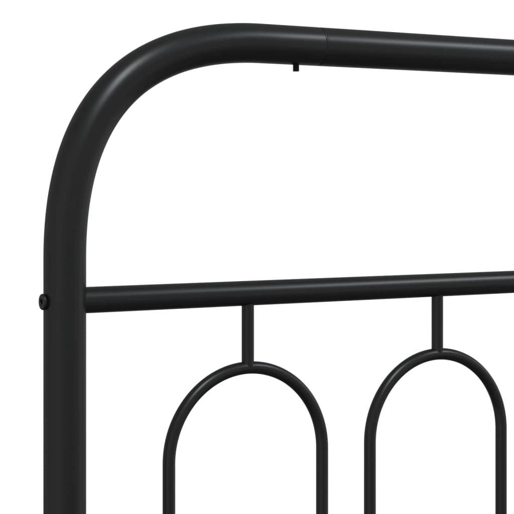 Metal Bed Frame without Mattress with Headboard Black 107x203cm