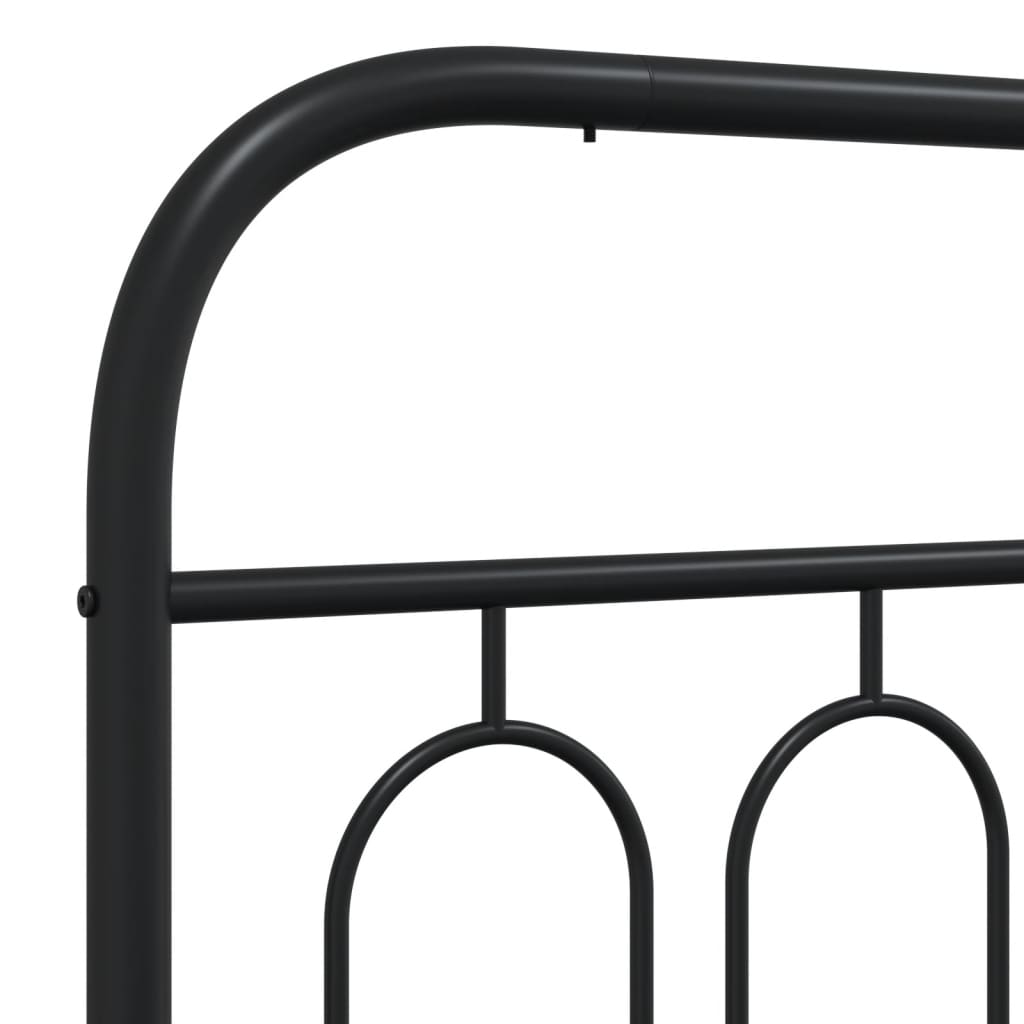 Metal Bed Frame without Mattress with Footboard Black 120x190cm