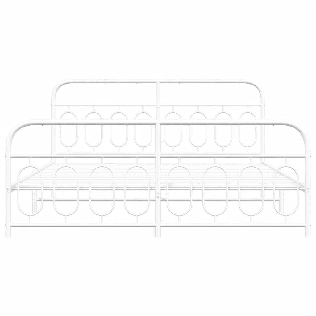 Metal Bed Frame without Mattress with Footboard White 180x200cm