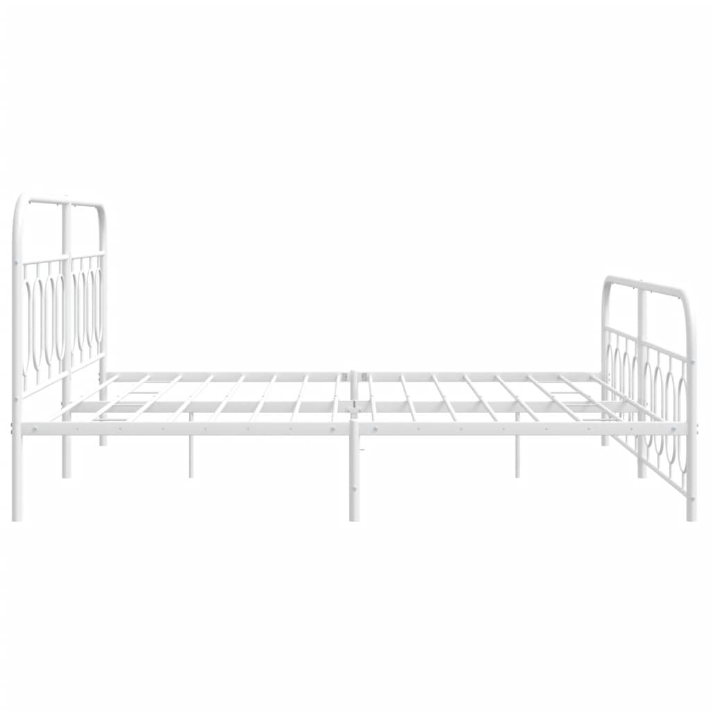 Metal Bed Frame without Mattress with Footboard White 180x200cm