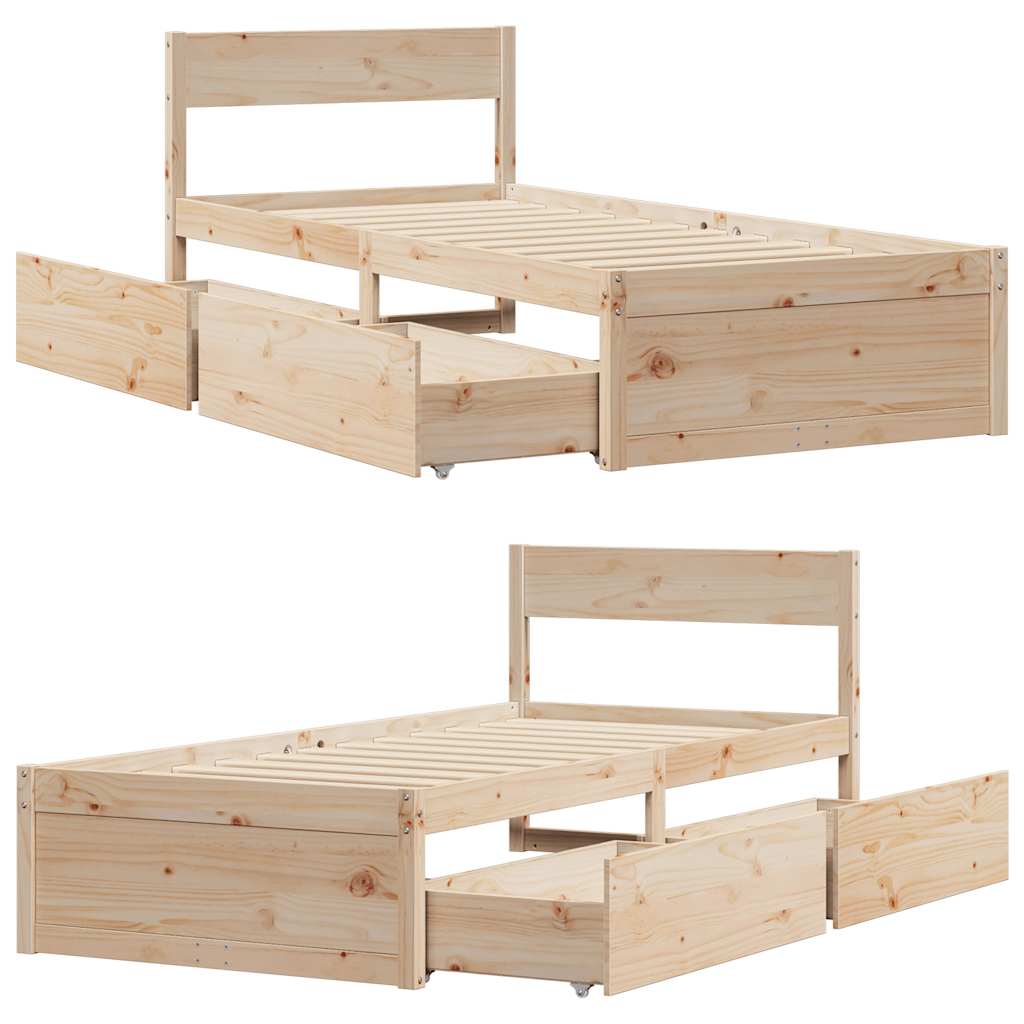 Bed Frame without Mattress 100x200 cm Solid Wood Pine