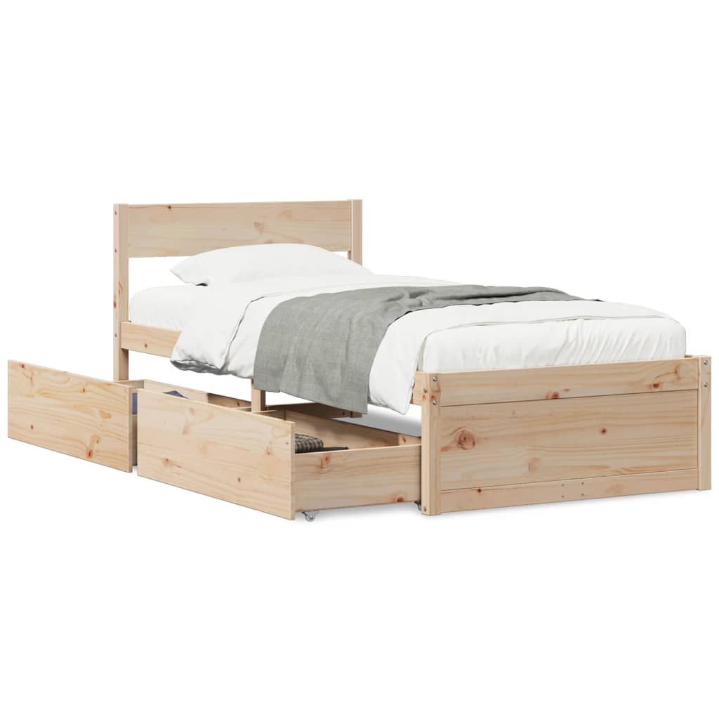 Bed Frame without Mattress 75x190 cm Small Single Solid Wood Pine