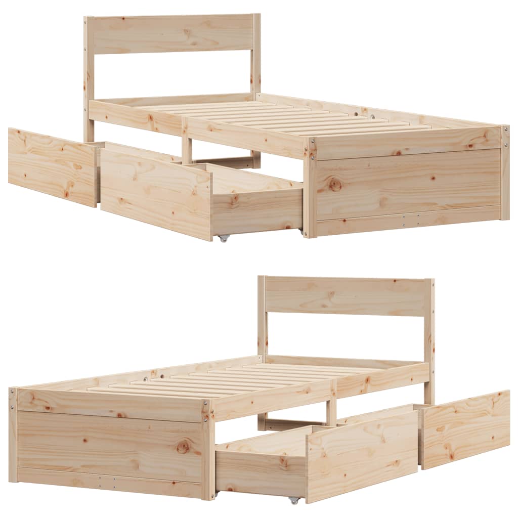 Bed Frame without Mattress 75x190 cm Small Single Solid Wood Pine