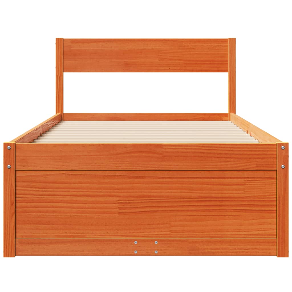 Bed Frame without Mattress Wax Brown 75x190 cm Small Single Solid Wood Pine