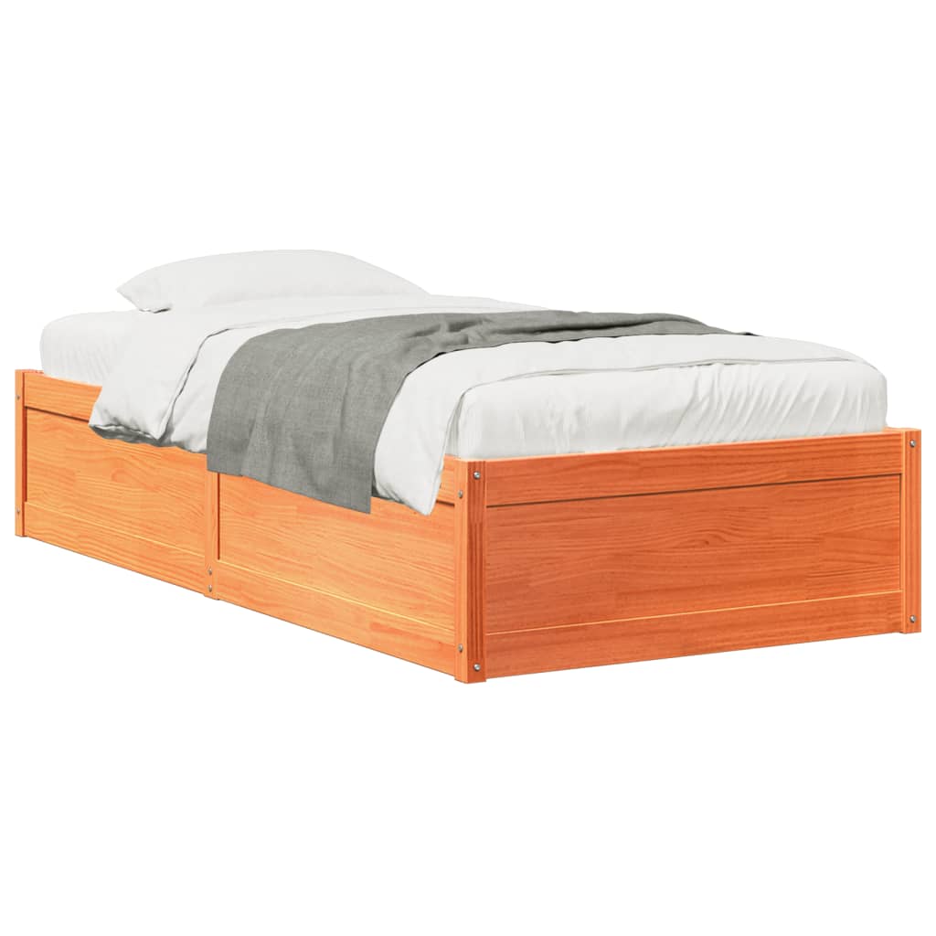 Bed Frame without Mattress Wax Brown 100x200 cm Solid Wood Pine