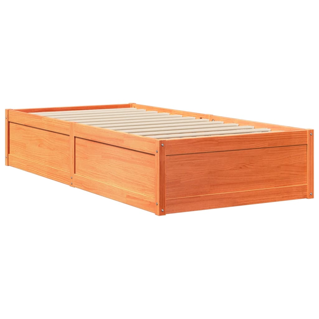 Bed Frame without Mattress Wax Brown 100x200 cm Solid Wood Pine