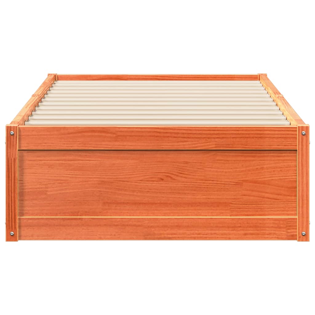 Bed Frame without Mattress Wax Brown 75x190 cm Small Single Solid Wood Pine