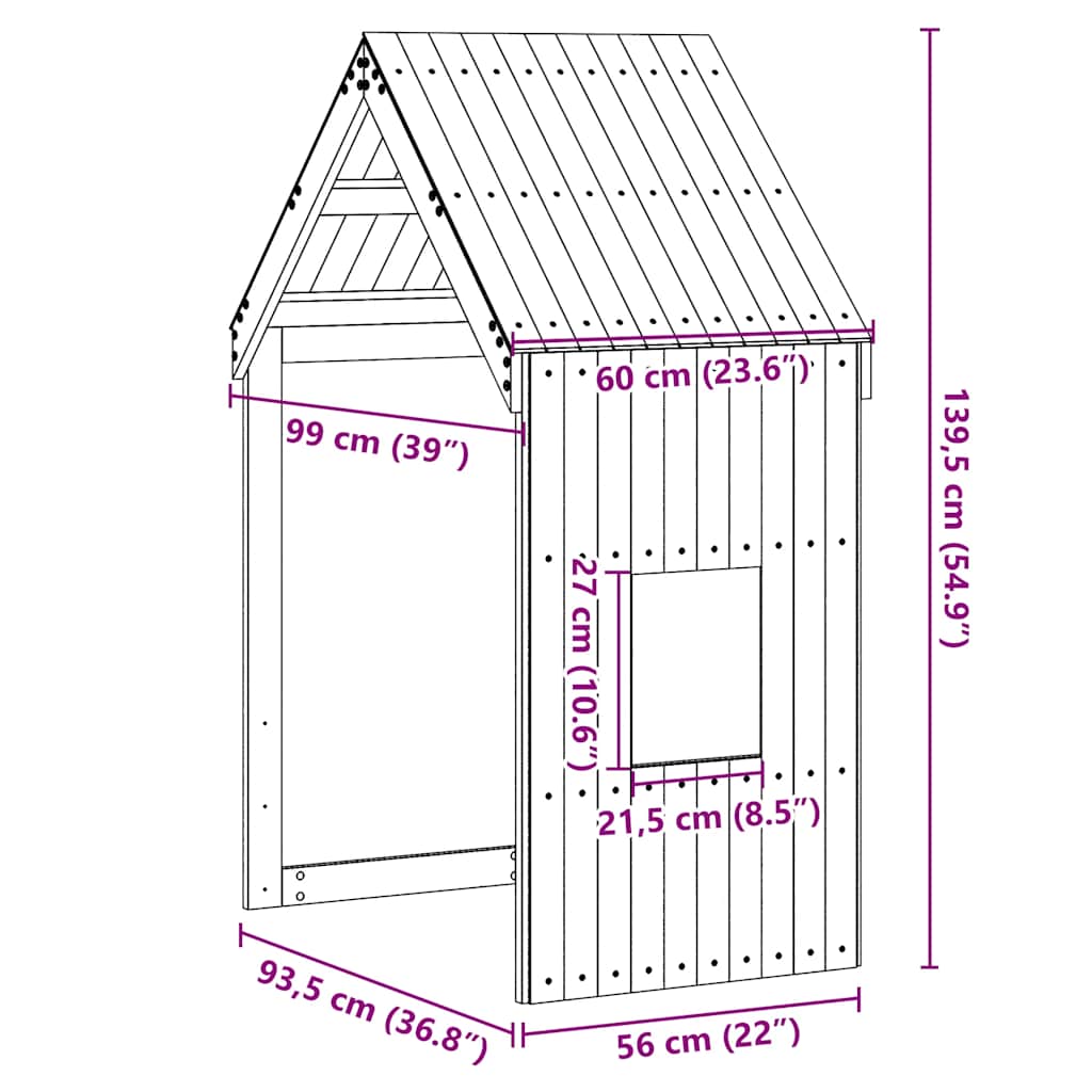 Kids' Bed Roof 60x99x139.5 cm Solid Wood Pine