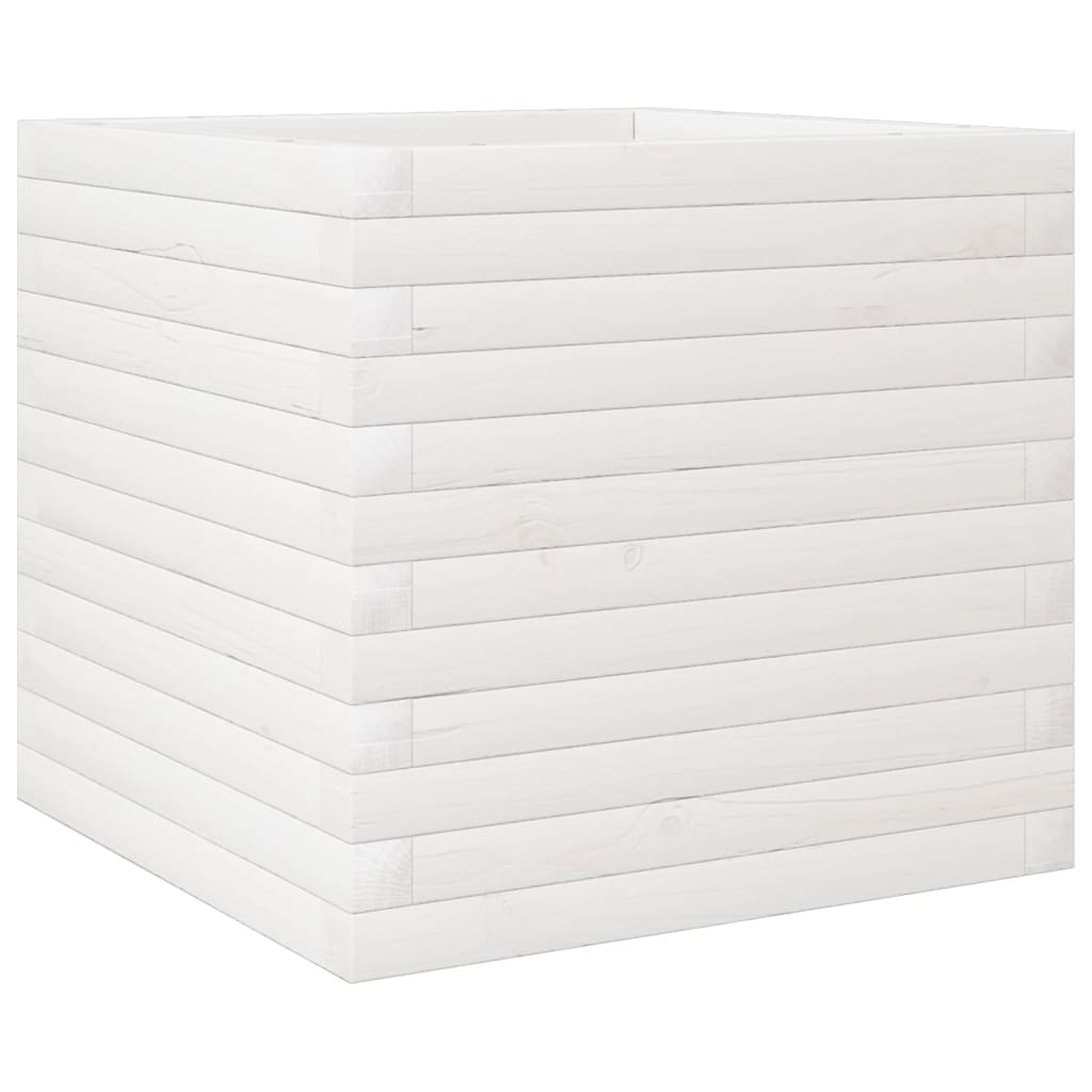 Garden Planter White 50x50x45.5 cm Solid Wood Pine