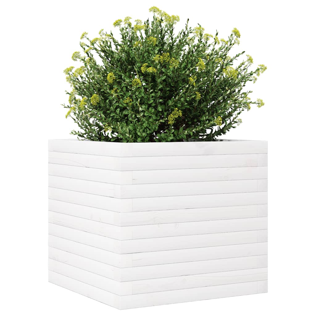Garden Planter White 50x50x46 cm Solid Wood Pine