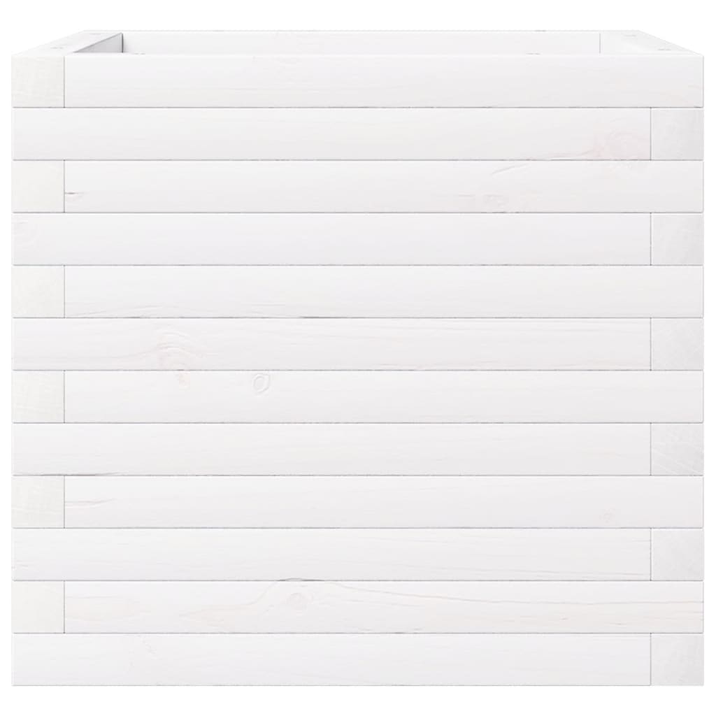 Garden Planter White 50x50x46 cm Solid Wood Pine