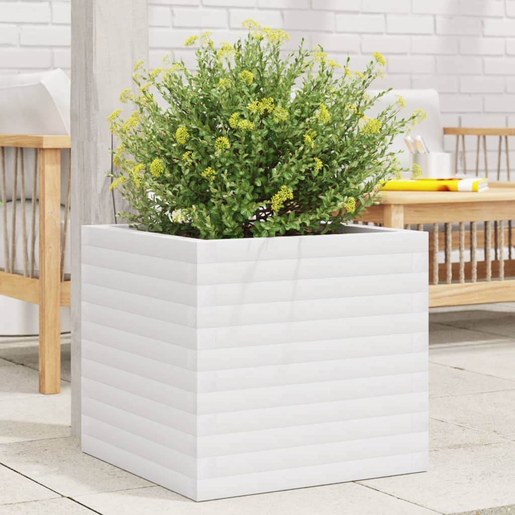 Garden Planter White 50x50x46 cm Solid Wood Pine