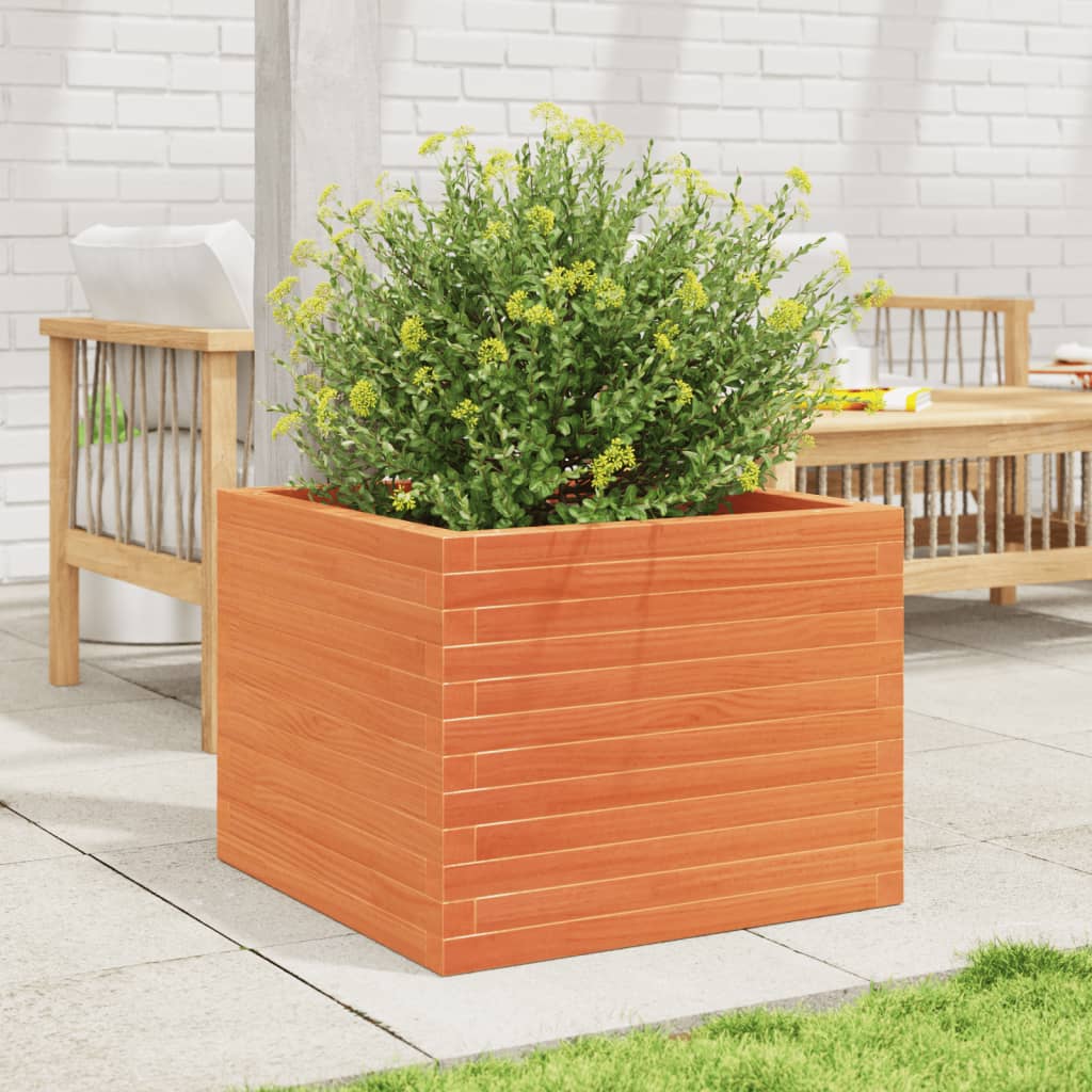 Garden Planter Wax Brown 60x60x46 cm Solid Wood Pine