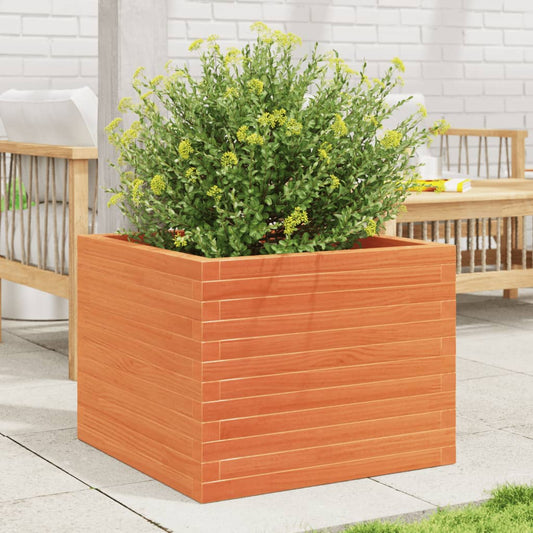Garden Planter Wax Brown 60x60x46 cm Solid Wood Pine