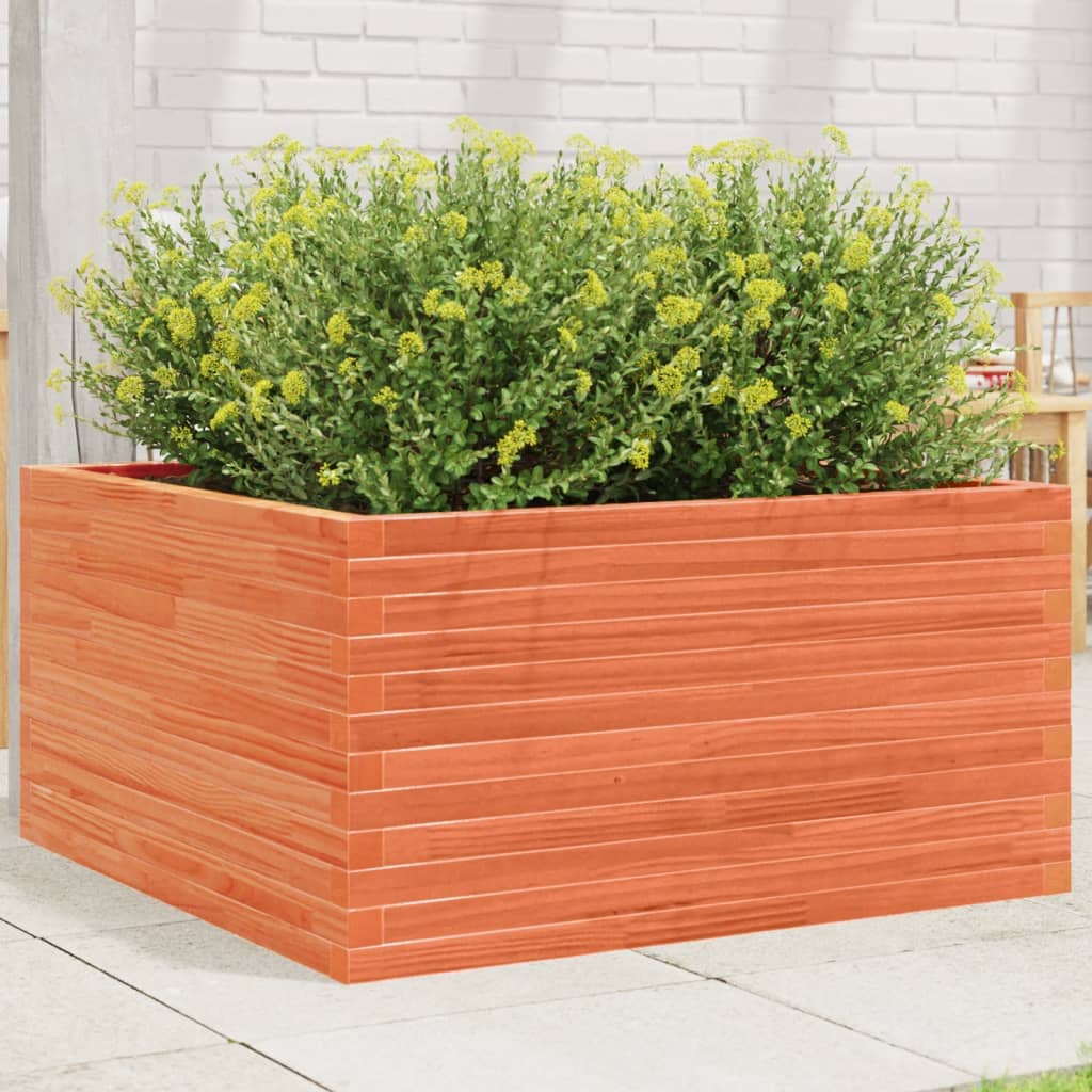 Garden Planter Wax Brown 90x90x46 cm Solid Wood Pine