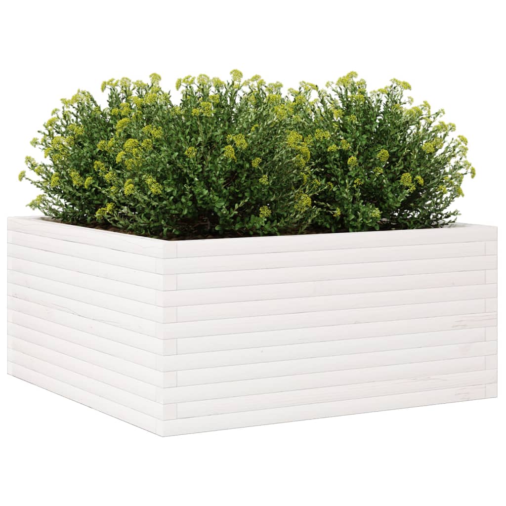 Garden Planter White 100x100x46 cm Solid Wood Pine