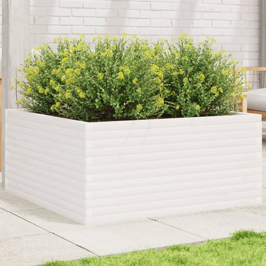 Garden Planter White 100x100x46 cm Solid Wood Pine
