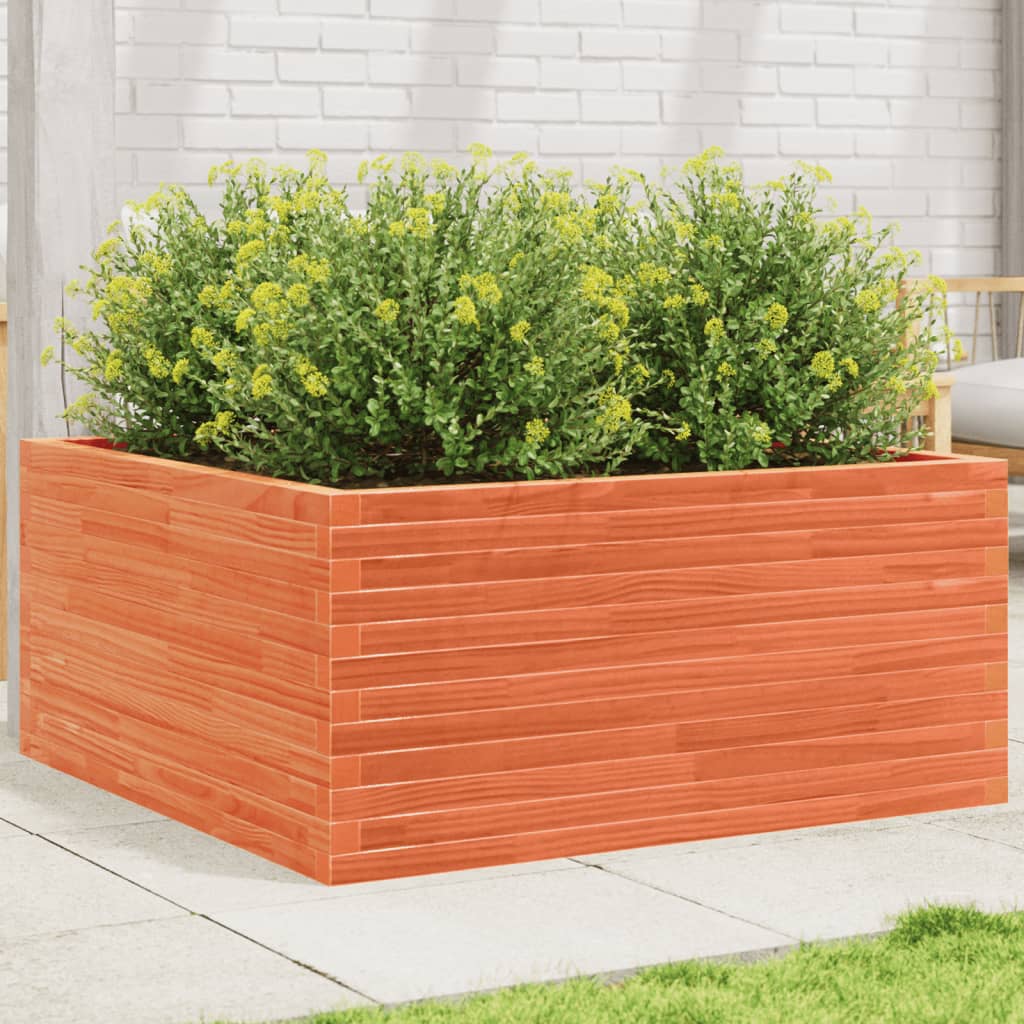 Garden Planter Wax Brown 100x100x46 cm Solid Wood Pine