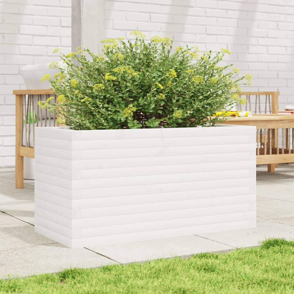 Garden Planter White 90x40x46 cm Solid Wood Pine