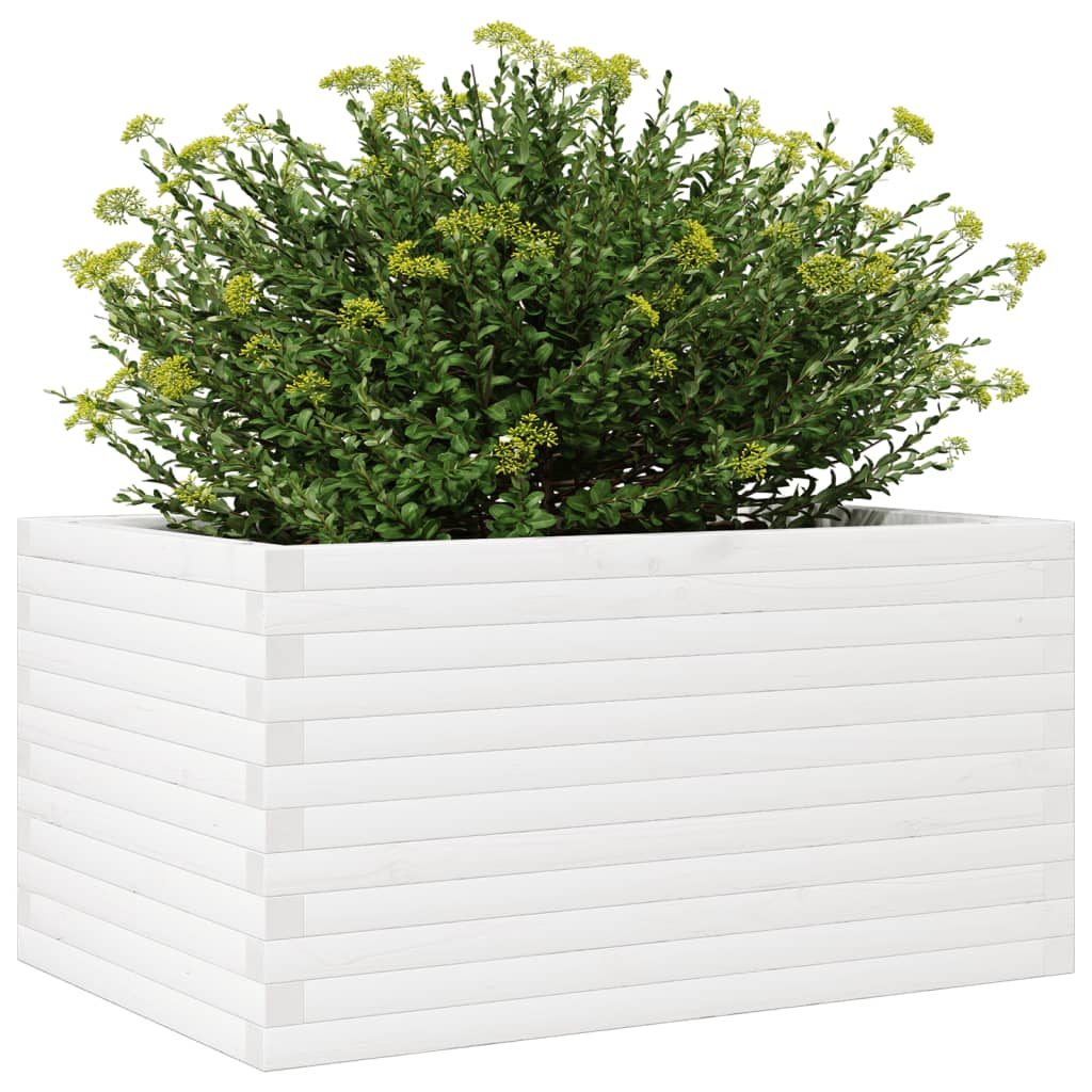 Garden Planter White 90x60x46 cm Solid Wood Pine
