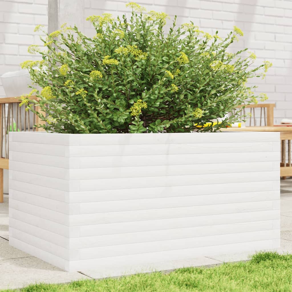 Garden Planter White 90x60x46 cm Solid Wood Pine