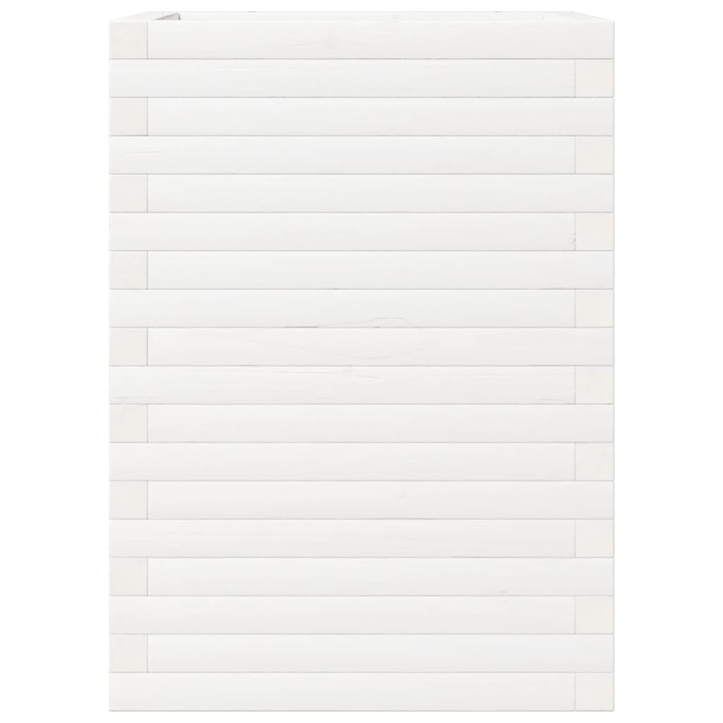 Garden Planter White 50x50x68.5 cm Solid Wood Pine