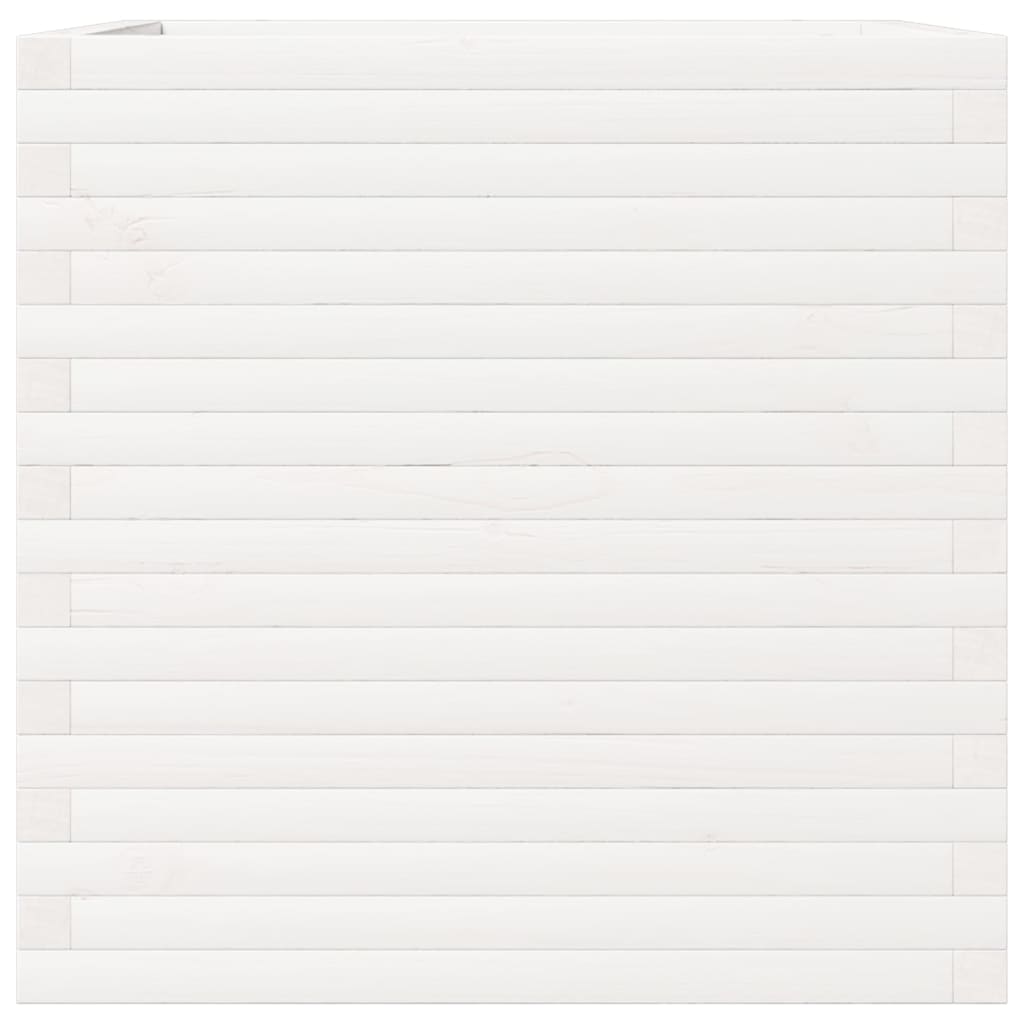 Garden Planter White 70x70x68.5 cm Solid Wood Pine