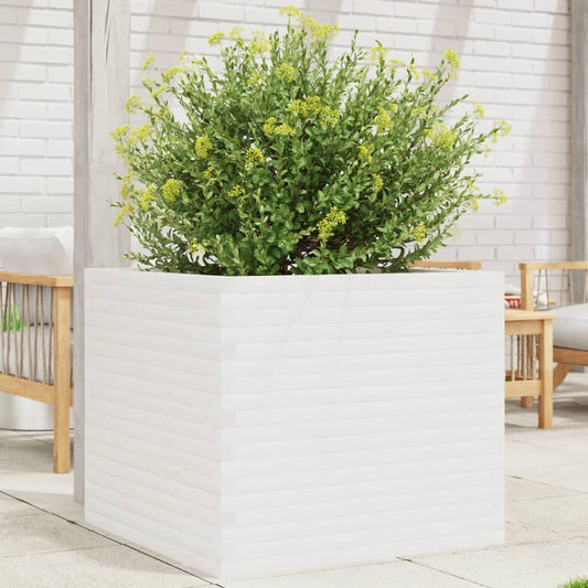 Garden Planter White 80x80x68.5 cm Solid Wood Pine