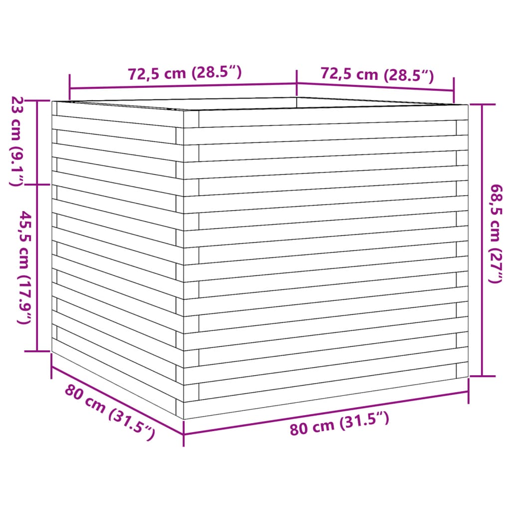 Garden Planter 80x80x68.5 cm Solid Wood Douglas