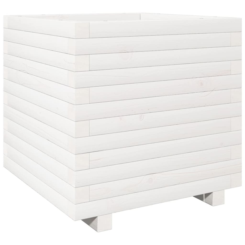 Garden Planter White 50x50x49.5 cm Solid Wood Pine