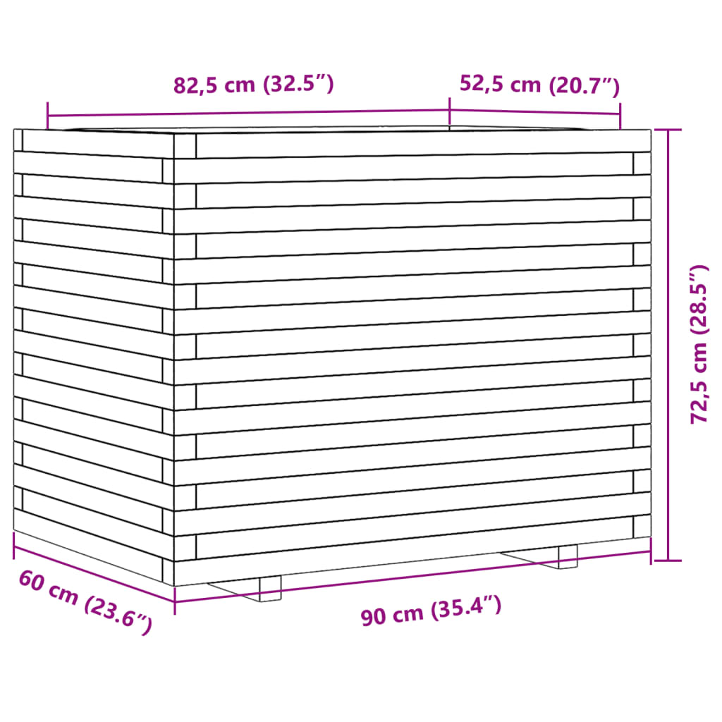 Garden Planter 90x60x72.5 cm Impregnated Wood Pine