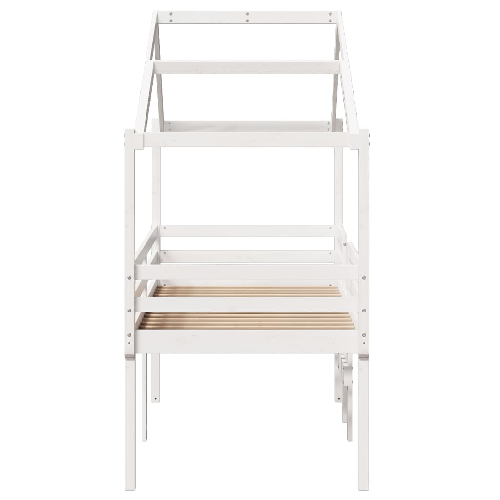 High Sleeper Bed without Mattress White 90x190 cm Single Solid Wood Pine