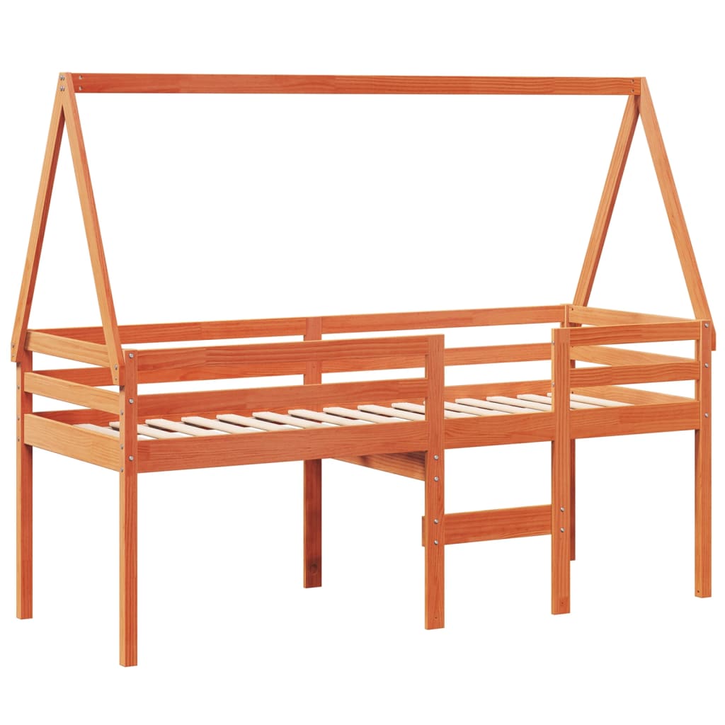 High Sleeper Bed without Mattress Wax Brown 75x190 cm Small Single Solid Wood Pine
