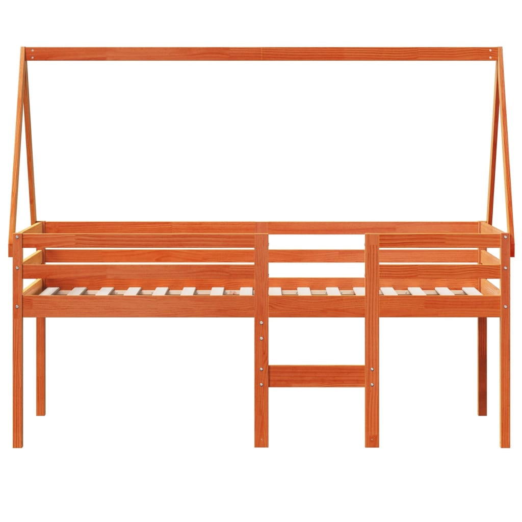 High Sleeper Bed without Mattress Wax Brown 75x190 cm Small Single Solid Wood Pine