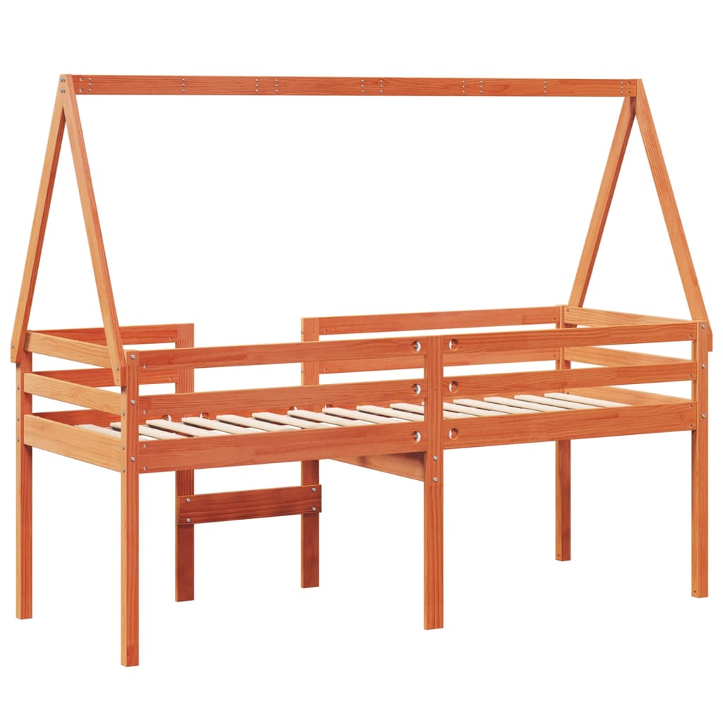 High Sleeper Bed without Mattress Wax Brown 75x190 cm Small Single Solid Wood Pine