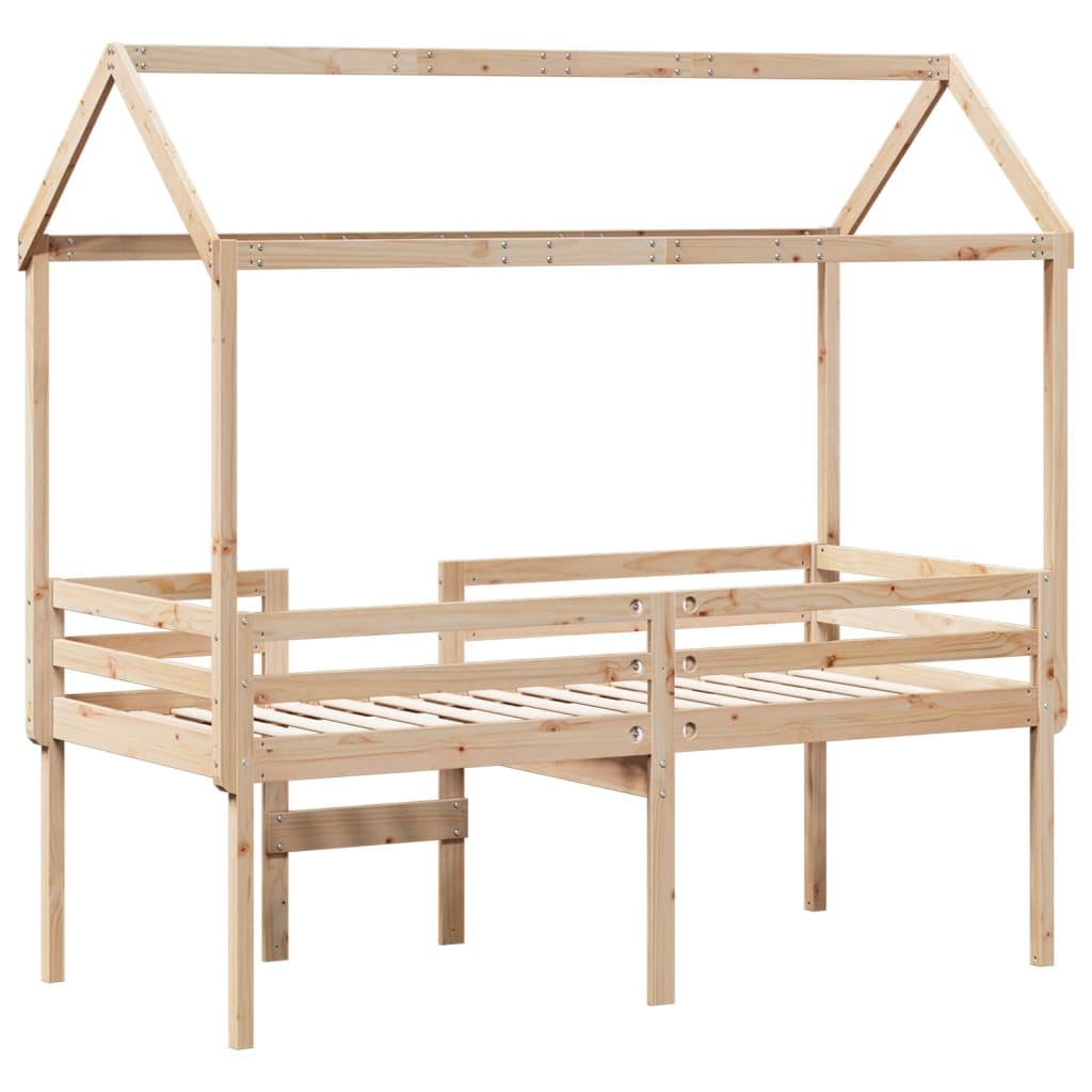 High Sleeper Bed without Mattress 75x190 cm Small Single Solid Wood Pine