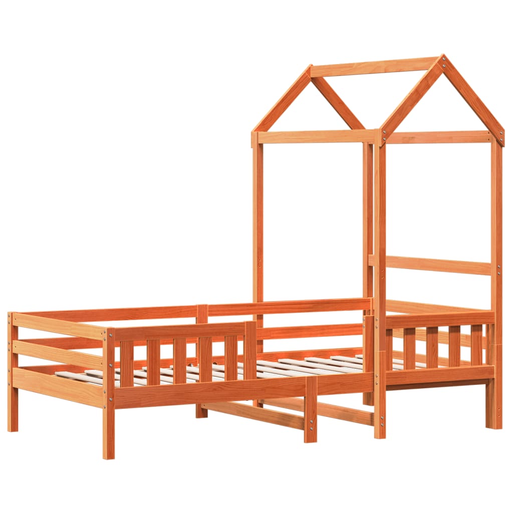 Bed Frame with Roof without Mattress Wax Brown 100x200 cm