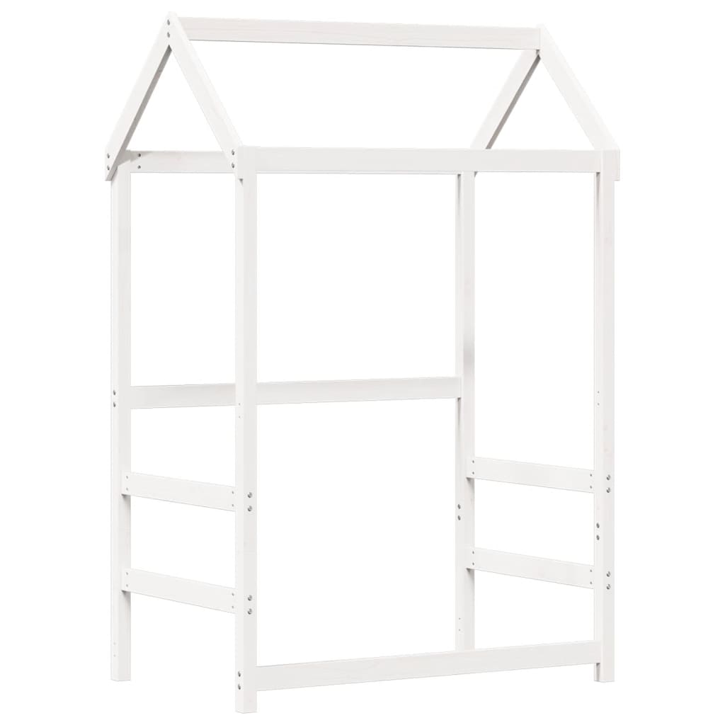 Bed and Bench Set with Roof without Mattress White 100x200 cm