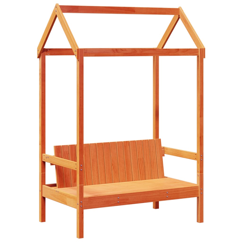 Day Bed Set with Roof without Mattress Wax Brown 80x200 cm