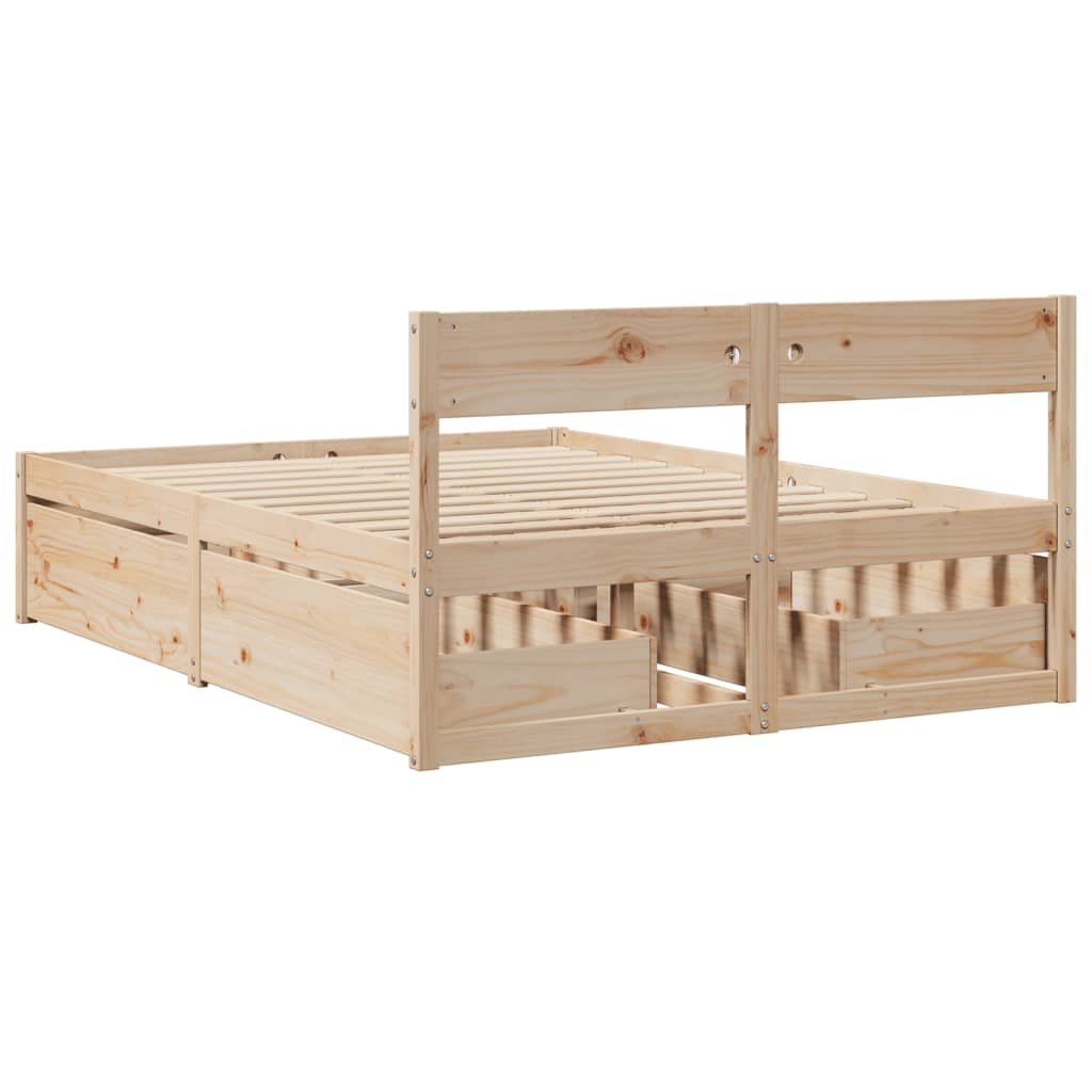 Bed Frame without Mattress 140x190 cm Solid Wood Pine