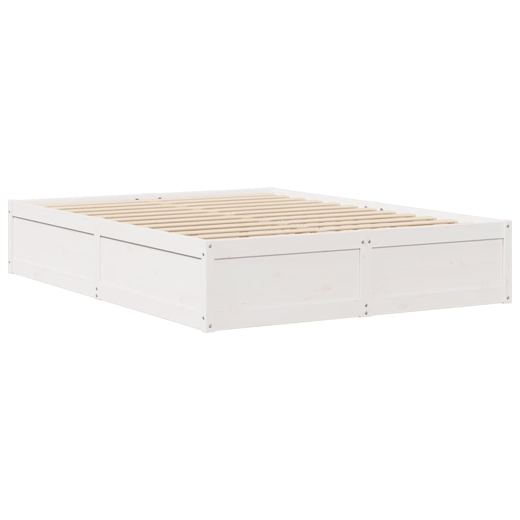 Bed Frame without Mattress White 150x200 cm King Size Solid Wood Pine