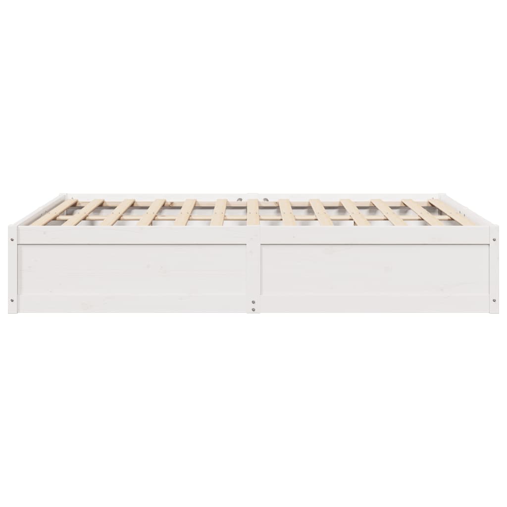 Bed Frame without Mattress White 150x200 cm King Size Solid Wood Pine
